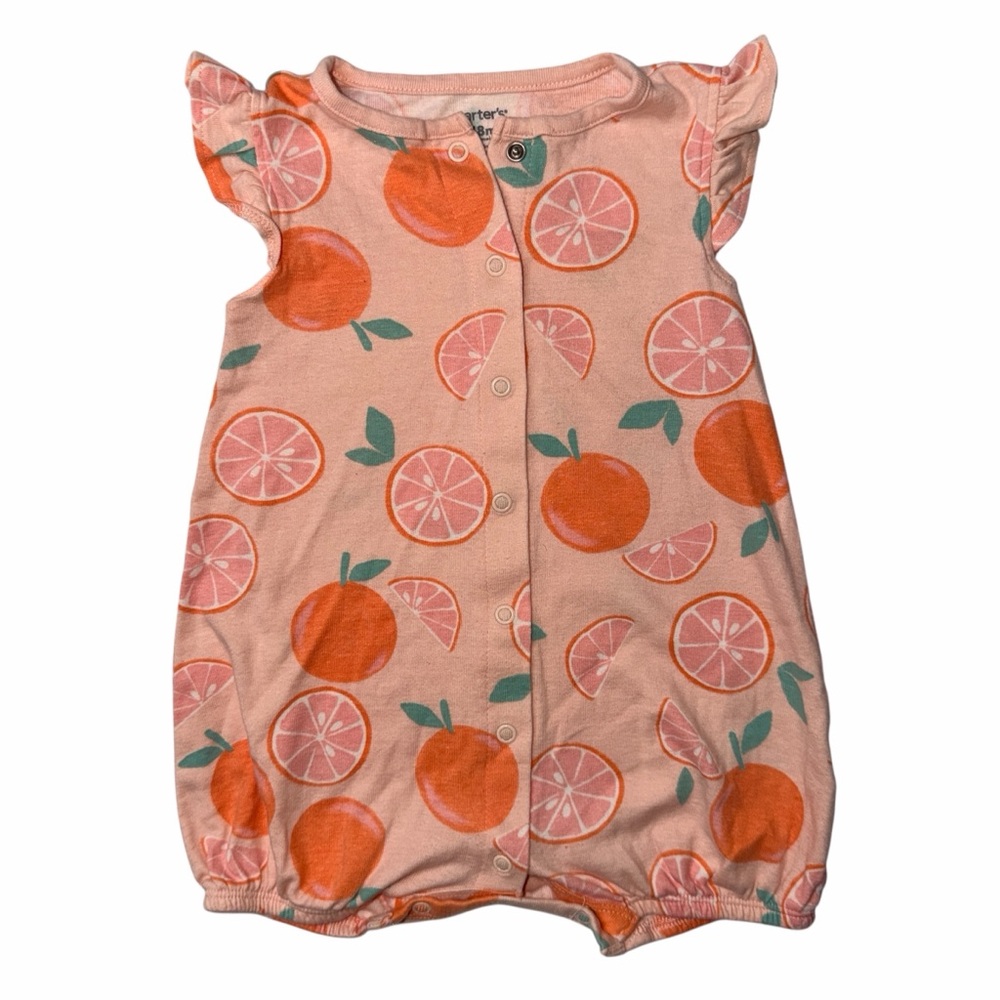 Carter's Peach and Orange Citrus Print Romper